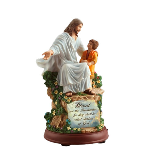 The Bradford Exchange His Love and Light Sculpture Collection: Blessed Are the Peacemakers Issue #2 Illuminated Sculpture Inspired by Matthew 5:9 by Thomas Kinkade - 9-Inch - RCE Global Solutions