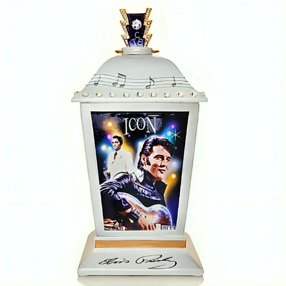 The Hamilton Collection 'The Many Sides of Elvis™' Lantern Collection Issue #4 ELVIS: The Icon Lantern Handcrafted Illuminated Tribute with Archival Photographs and Full-Color Imagery 7-inches