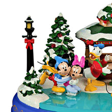 Load image into Gallery viewer, The Bradford Exchange Disney Christmas Cove Sculpture Mickey &amp; Friends The Holidays Are Magic Illuminated Musical Christmas Decoration 6.25-inches
