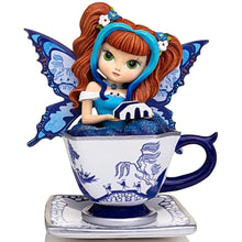 Load image into Gallery viewer, The Hamilton Collection Soothing And Peaceful Travels Blue Willow Romance Teacup Fairy Figurine Collection Handcrafted and Hand-Painted with Cobalt Blue and White Pattern Details Issue #3 by Jasmine Becket-Griffith 5-inches
