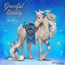 Load image into Gallery viewer, The Hamilton Collection Enchanting Wonders Figurine Collection Graceful Beauty Horse Handcrafted in Artists Resin with Sculpted Butterflies Metallic Accents and Tapestry Saddle Blanket by Nene Thomas 5-inches
