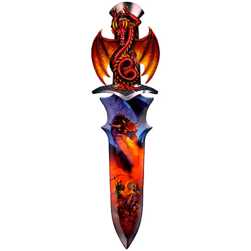 The Bradford Exchange Dragons Lair Knife Realm of Dragons Knife Wall Decor Collection Issue #1 Intricately Detailed Sculptural Dragon Knives Handcrafted Artist's Resin Hand-Painting with Fiery Metallic Tones by Matthew Stawicki 10.5-inches - RCE Global Solutions