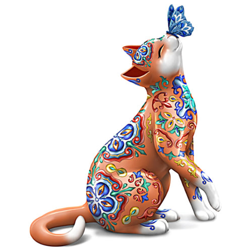 The Hamilton Collection Pawsitively Playful Handcrafted Hand Decorating and Hand Painting Kitty Figurine 4 1/4-inches - RCE Global Solutions