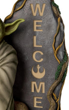 Load image into Gallery viewer, The Bradford Exchange Star Wars Master Yoda Solar Lit Welcome Sign Hand Painted Yoda Statue LED Light Outdoor Indoor Decor UV Water Resistant Light Sensing Panel 14-Inches
