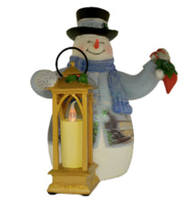 Load image into Gallery viewer, The Bradford Exchange Warm Wishes Tabletop Centerpiece Collection Issue #6 Deck The Halls Lighted Musical Snowman Lantern Tabletop Centerpiece Collection Christmas Decoration by Thomas Kinkade 7-inches - RCE Global Solutions
