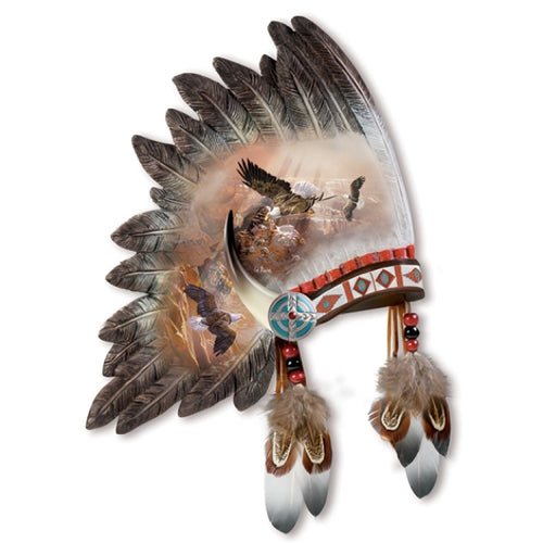 The Bradford Exchange Mystic Canyon Spirits Native American Ceremonial Eagle Headdress Wall Sculpture by Ted Blaylock 9.25
