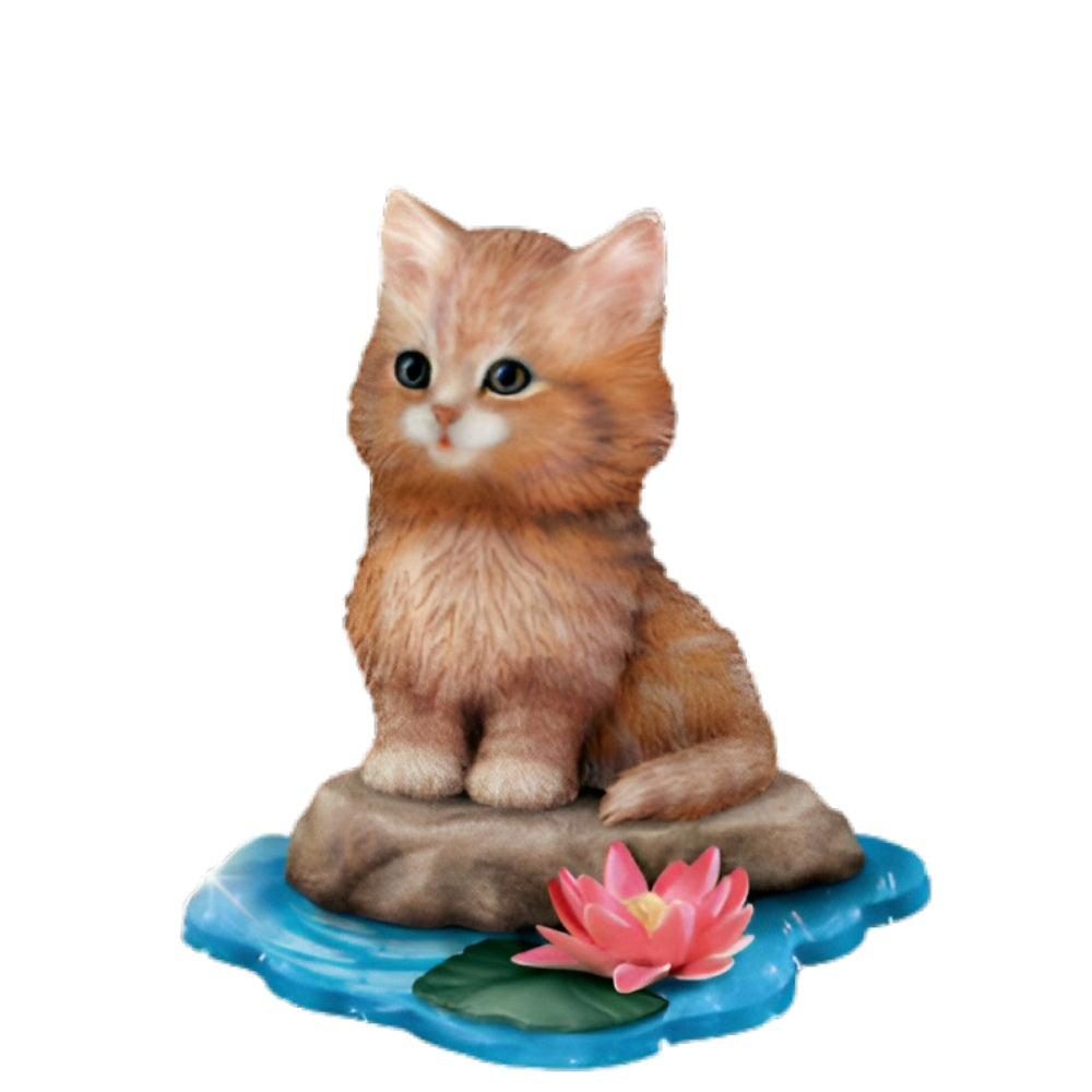 The Hamilton Collection Purr Fectly Happy A Delightful Kitten Figurine Collection Issue #1 3D Sculptural Detail Handcrafted And Hand Painted Figurine by Jurgen Scholz 4-inches - RCE Global Solutions