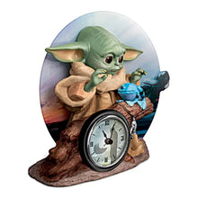 Load image into Gallery viewer, The Bradford Exchange Star Wars The Mandalorian The Child Grogu Table Clock Quartz Movement Hand Painted Desk Clock Razor Crest Scene Limited Edition Collectible Home Decor 8.5-inches - alternate product view 4 - RCE Global Goods
