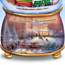 Load image into Gallery viewer, The Bradford Exchange Holiday Homecoming Thomas Kinkade Holidays in Motion Snowglobe Collection Hand-Painted Rotating Sculptural Christmas decoration 5.75-inches

