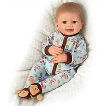 Load image into Gallery viewer, The Ashton-Drake Galleries Lucas Monkey-Themed Lifelike Baby Doll RealTouch® Vinyl Poseable Weighted Cloth Body Hand-rooted Hair by Linda Murray 18-inches - RCE Global Solutions
