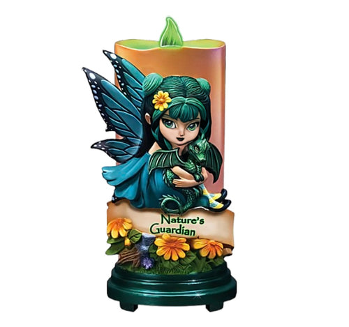 The Bradford Exchange The Elemental Enchantments Candle Collection Issue #2: 'Nature's Guardians' Candle Hand-Painted with LED Faux Flame by Jasmine Becket-Griffith 7-Inches