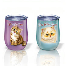 Load image into Gallery viewer, The Bradford Exchange Feline Fine Tumblers Drinkware Collection Issue #1 Indulge in Purrfection Stainless Steel Showcase Adorable Kitten Art by Kayomi Harai 4.5-inches - RCE Global Solutions
