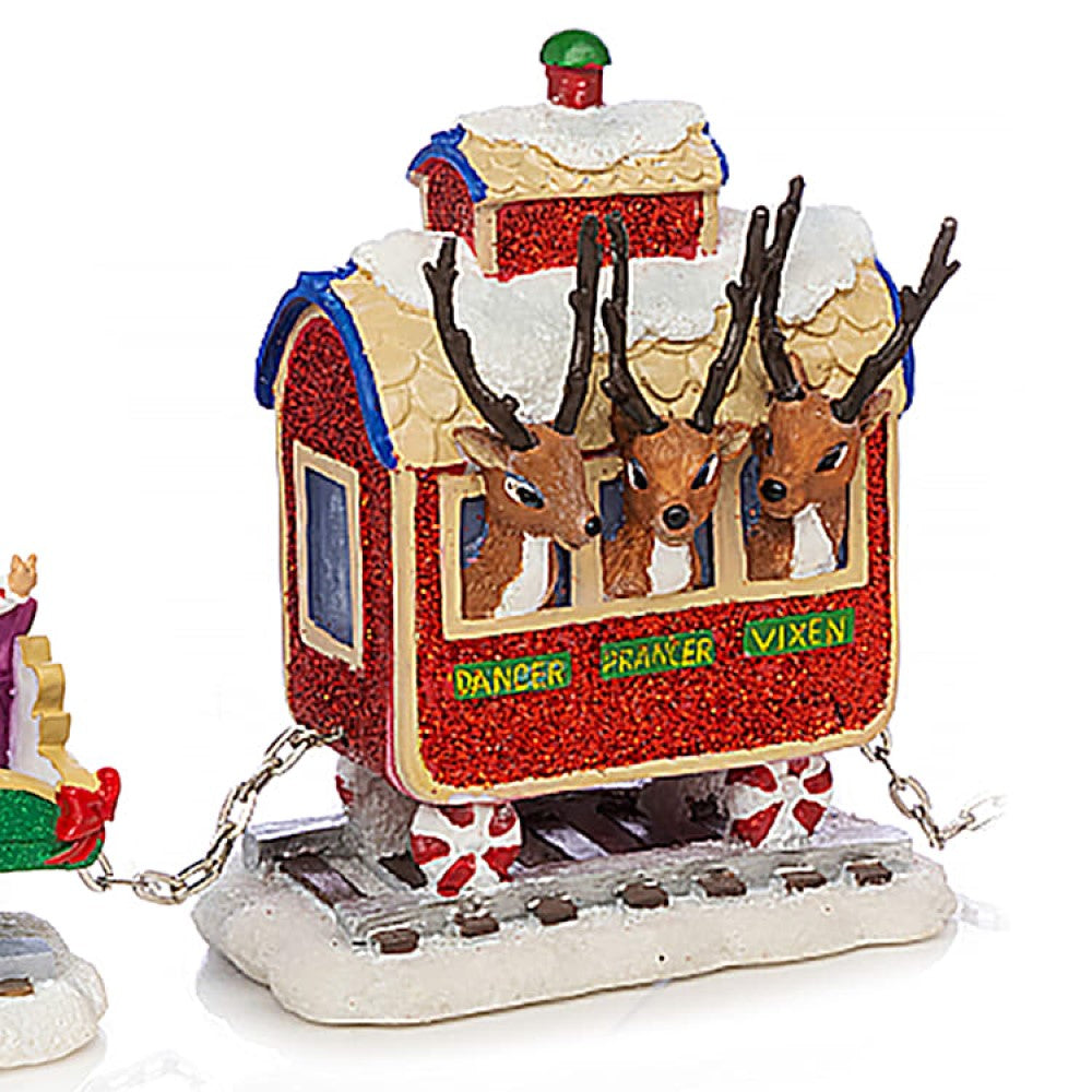 The Bradford Exchange Dancer Prancer Vixen Lighting The Holiday Path All Aboard The Rudolph® Express Collection Issue #8 A Delightful Celebration of Christmas Cheer Handcrafted & Hand Painted Christmas Decoration 4.5-inches