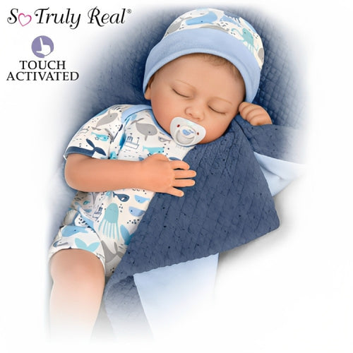 The Ashton - Drake Galleries Seaside Dreams Lifelike So Truly Real® Interactive Breathing Baby Boy Doll Weighted Fully Poseable with Soft RealTouch® Vinyl Skin by Doll Artist Andrea Arcello 16