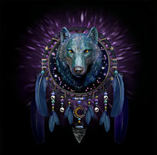 Load image into Gallery viewer, The Bradford Exchange Luminous Spirits Starlight Dreamcatcher Collection Issue #1 Celestial Guardian Color-Changing Dreamcatchers With Sculptural 3D Wolf Head 10.25-Inches - RCE Global Solutions
