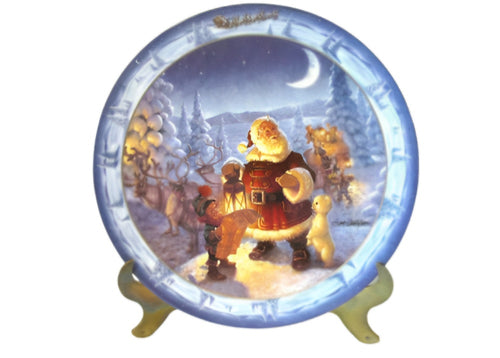 The Bradford Exchange Checking it Twice Santa's On His Way Christmas Plate Christmas Decorations by Artist Scott Gustafsonsd 8.25-Inches - RCE Global Solutions
