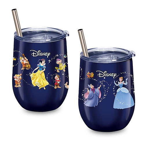 The Bradford Exchange The Magic of Disney Drinkware Collection Issue #1 Insulated Stainless Steel Set of 2 Tumblers Cinderella and Snow White with the Seven Dwarfs 12-oz. 4.5-inches