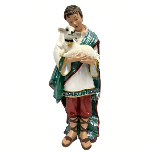 The Bradford Exchange The Jeweled Nativity Figurine Collection Issue #7: Shepherd and Lamb Handcrafted Fabergé Inspired Nativity Set with Swarovski Crystals Christmas Holiday Figurine by Peter Carl Faberge 7 1/2-inches - RCE Global Solutions