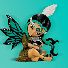 Load image into Gallery viewer, The Hamilton Collection Soulquest the Spirit of Magic Raccoon and Fairy figurine Issue #8 Hand-Painted Resin from Jasmine BecketGriffith's Spirit Maidens Collection 4-inches
