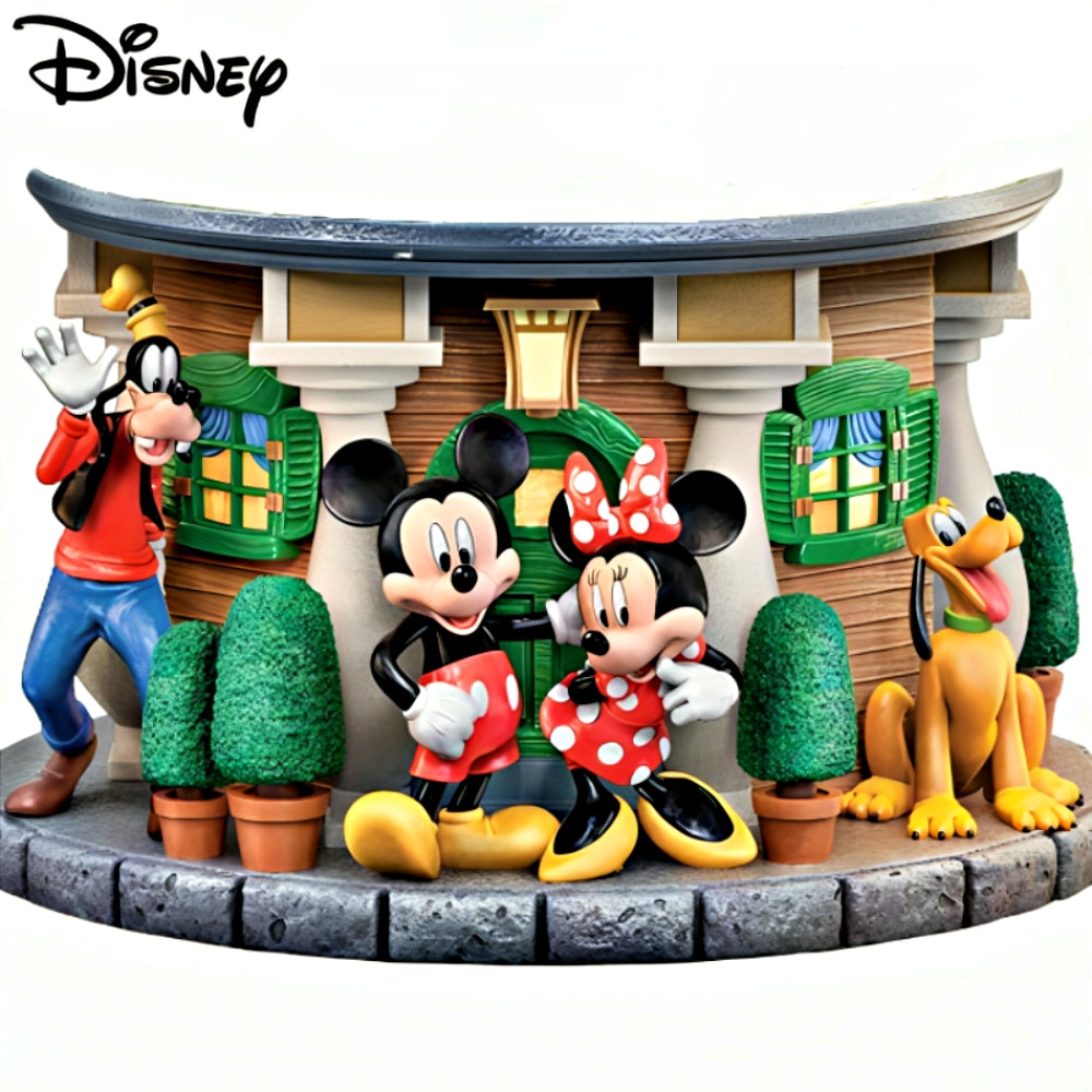 The Bradford Exchange Disney Classics Clock Tower Sculpture Collection Issue #1: Mickey & Friends Hand-Painted 360 Degree Stacked Sculpture Featuring Mickey Mouse Minnie Goofy and Pluto Collectible Decor Tower Measures 14-inches