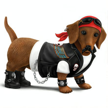 Load image into Gallery viewer, Hamilton Collection Cruiser Dachshund Figurine Biker Dog Collectible Hand-Painted Artist Resin Sculpture with Leather-Style Vest Do-Rag Boots Shades and Spiked Wristbands 5-inches
