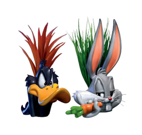 The Bradford Exchange Looney Tunes Succulent Collection: Issue #1 Daffy Duck & Bugs Bunny – Handcrafted Artificial Succulent Pots with Hand-Painted Cartoon Colors – Exclusive Collectible 5.5-Inches