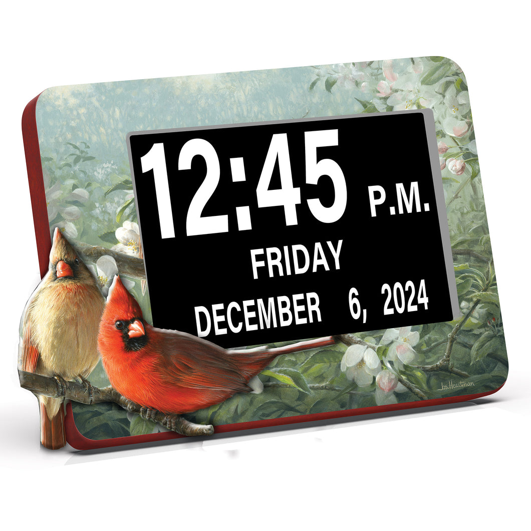 The Bradford Exchange Cardinal Cheer Joseph Hautman Art Easy-Read Full Disclosure Digital LED Clock 7-inches - RCE Global Solutions