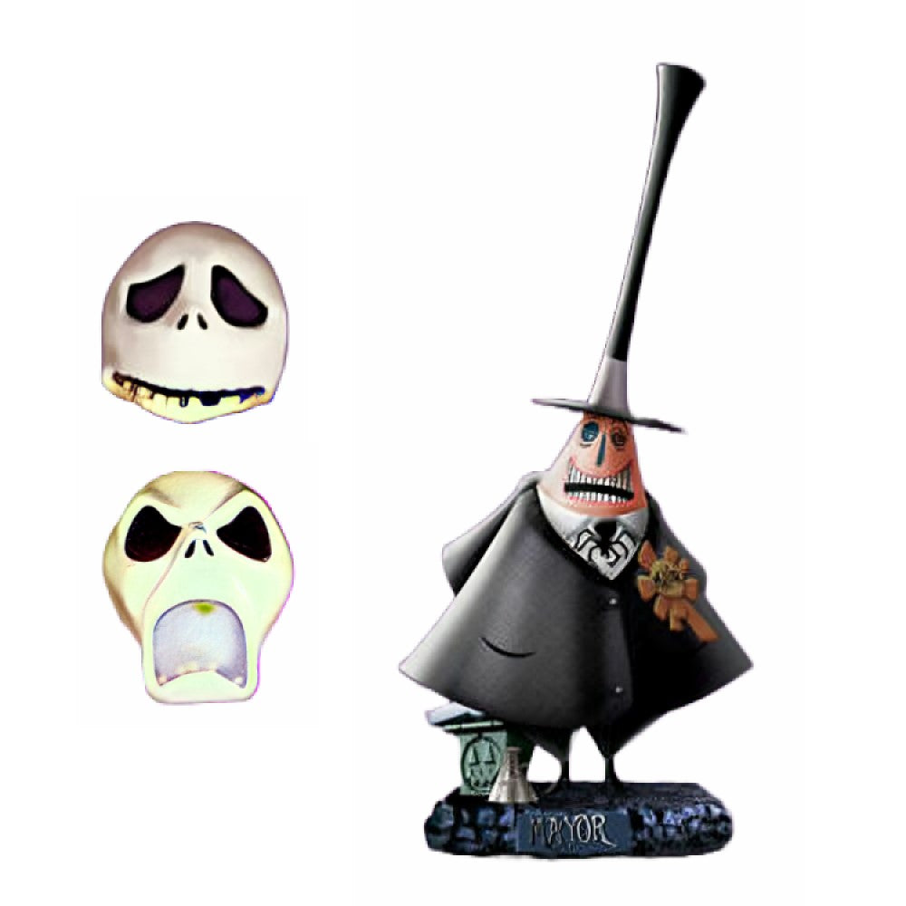 The Bradford Exchange Disney The Nightmare Before Christmas Mayor Of Halloween Town Sculpture with Interchangeable Jack Skellington Heads 12