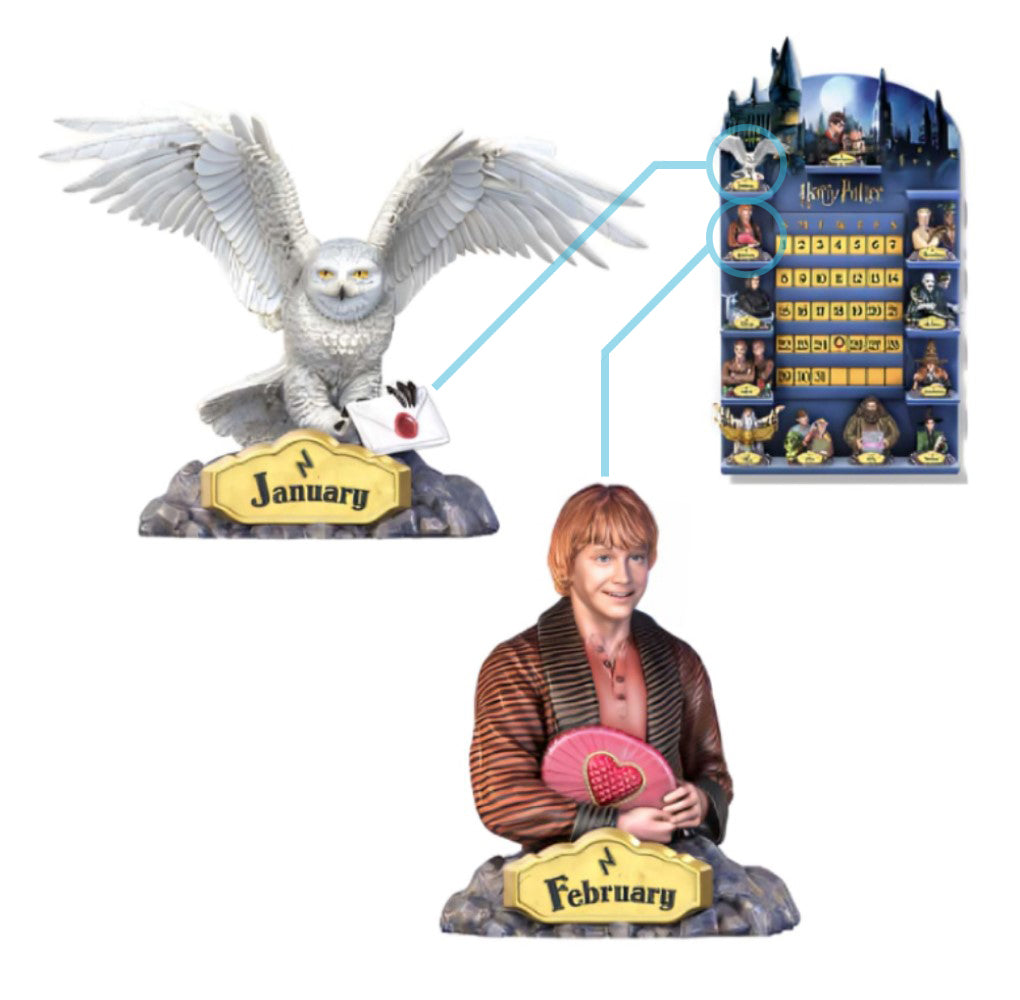 The Bradford Exchange Harry Potter Perpetual Calendar Collection Issue #1:January and February Handcrafted Incredibly Detailed Sculpture 25-inches