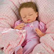 Load image into Gallery viewer, The Ashton-Drake Galleries Lullaby Baby Doll Handcrafted Realistic Doll with RealTouch® Vinyl Skin Hand-Rooted Hair Weighted Cloth Body Breathing Feature and Custom Ensemble Victoria Jordan by Myra Garza 18-inches
