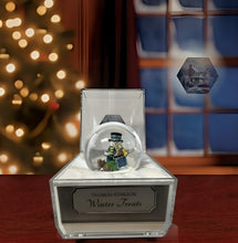 Load image into Gallery viewer, The Bradford Exchange Frosty Facets Music Box Collection Issue #4: Winter Treats Illuminated Water Globes Holiday Art Inside Crystalline Snowman Boxes Play Music with Timer by Thomas Kinkade 4.5-inches
