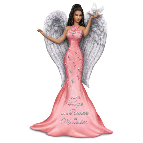 The Hamilton Collection Have Hope and Believe in Miracles Angel Figurine for Breast Cancer Awareness and Research Programs by Keith Mallet 7-inches - RCE Global Solutions