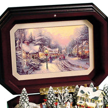 Load image into Gallery viewer, The Bradford Exchange Holiday Tradition Music Box Mahogany-Finished Plays &quot;We Wish You a Merry Christmas&quot; Picturesque Village Artwork Christmas Decoration by Thomas Kinkade 17 cm W - RCE Global Solutions
