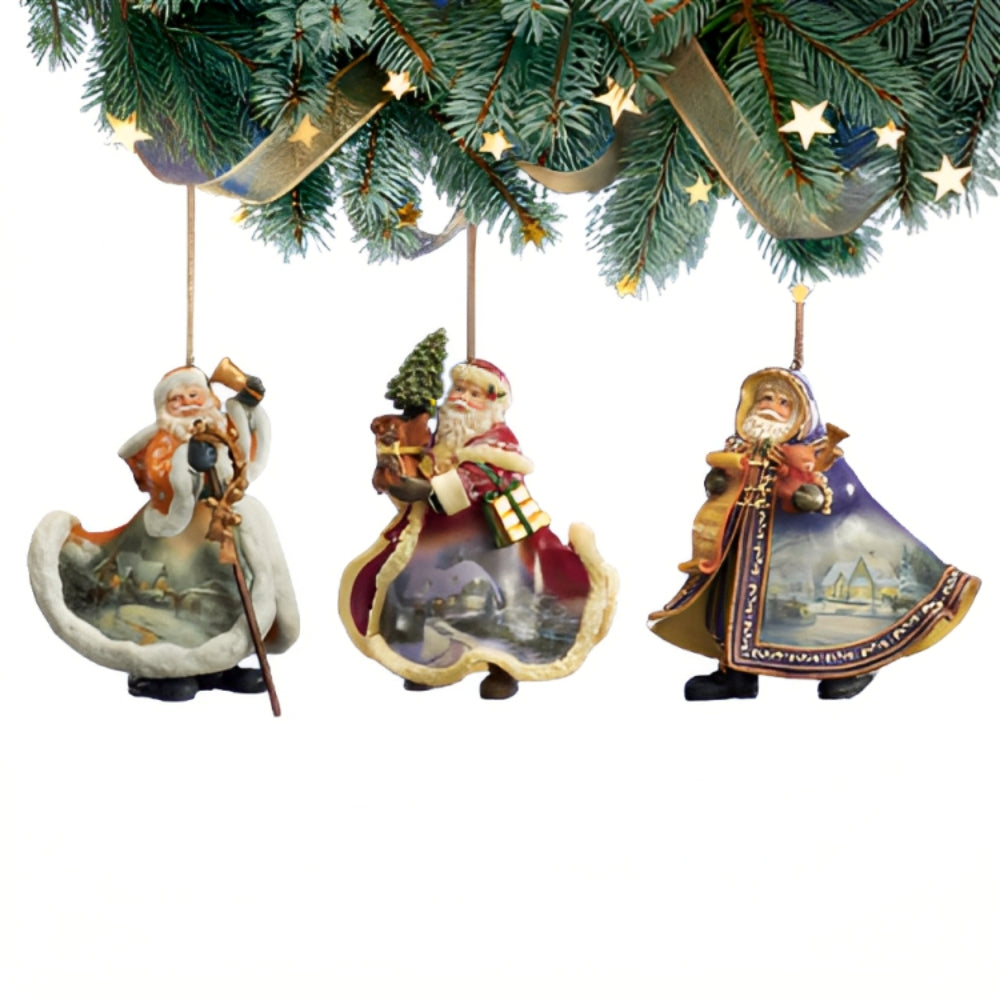 The Ashton-Drake Galleries Victorian Winter Scenes Santas Ornament Collection Issue #4 Painter of Light Artistry Christmas Decoration Set of 3 by Thomas Kinkade 12-inches - RCE Global Solutions