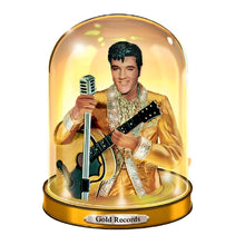 Load image into Gallery viewer, The Bradford Exchange Timeless Legend Sculpture Collection Issue #3: Gold Records Elvis Presley Handcrafted Glass Dome Sculpture in Bejeweled Jumpsuit with Illuminating Base 7-inches - RCE Global Solutions
