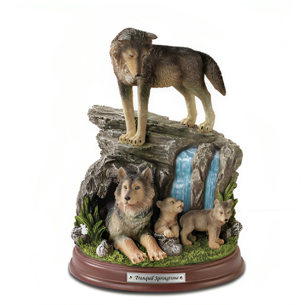 The Bradford Exchange Tranquil Springtime The Protectors Of The Pack Collection Issue #17 Realistically Hand Painted & Likelife Detail Wolf Sculpture 8-inches - RCE Global Solutions