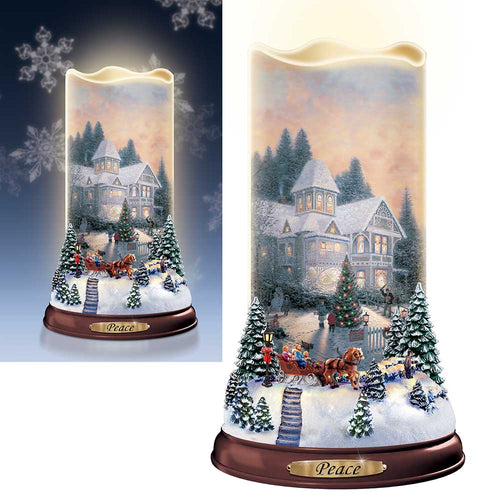 Thomas Kinkade Flurries of Light Candles with Snowflake Projectors - Peace #2 - RCE Global Solutions