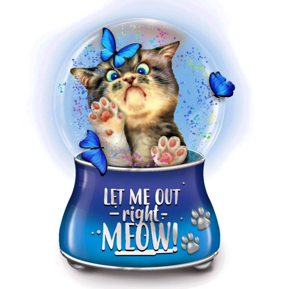 The Bradford Exchange Let Me Out Right Meow Cats with Sass Glitter Globe Collection Issue #1 Handcrafted and Hand-Painted with Sparkling Glitter and Sassy Inscription by Kayomi Harai 4-Inches