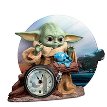 Load image into Gallery viewer, The Bradford Exchange Star Wars The Mandalorian The Child Grogu Table Clock Quartz Movement Hand Painted Desk Clock Razor Crest Scene Limited Edition Collectible Home Decor 8.5-inches - RCE Global Goods
