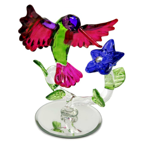 The Bradford Exchange Garden Treasures of Sparkling Elegance Collection Issue #15: Violet Elegance Hummingbird Handcrafted Crystal Jewel Toned Colors with Mirrored Base 6-inches - RCE Global Solutions