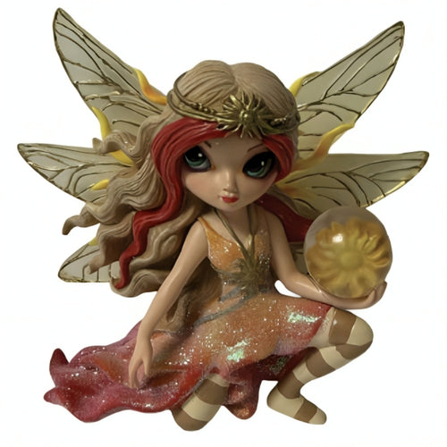 The Hamilton Collection Mystic Guardians of Nature Fairy Figurine Collection Issue #5 Solara, Sentinel of Light Handcrafted Resin with Custom-Carved Crystalline Wings Hand-Painted Elemental Orb by Jasmine Becket-Griffith 5.5-inches