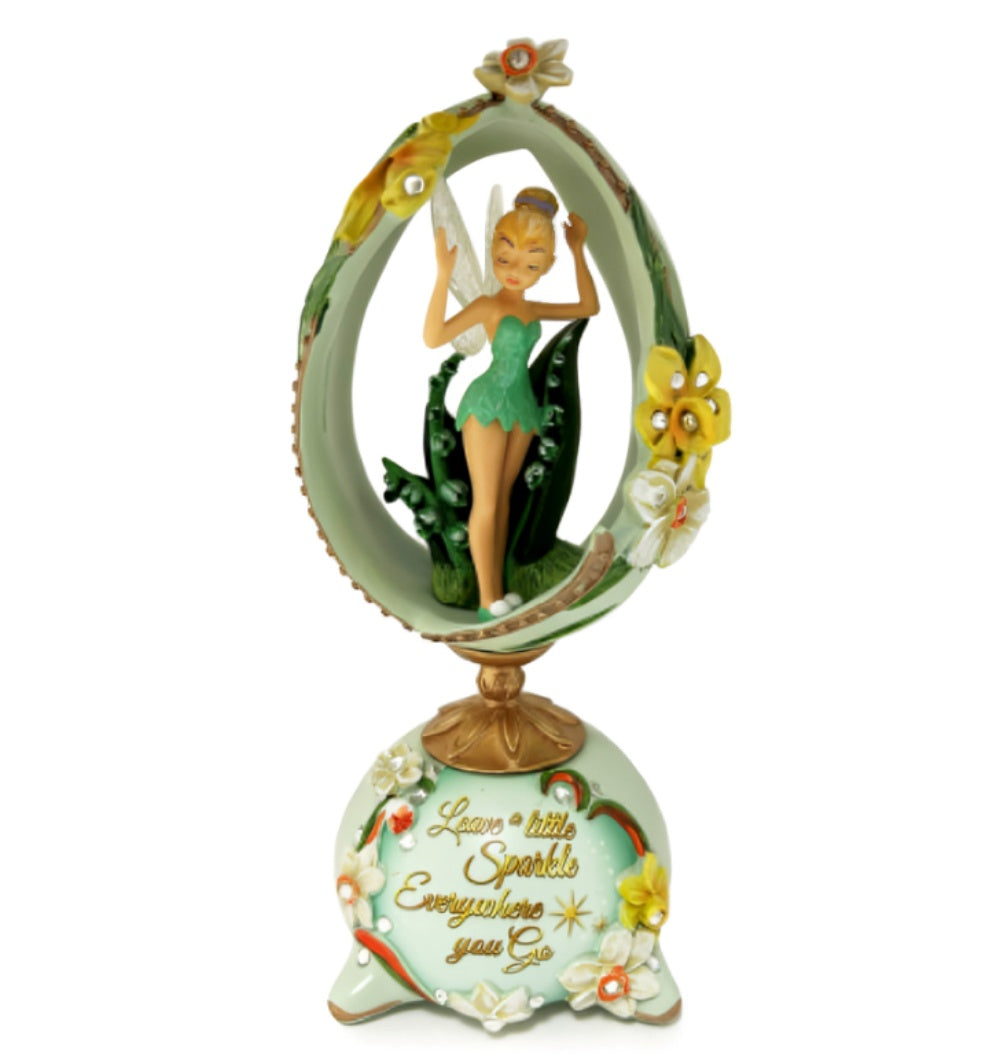 The Bradford Exchange Tink Leave A Little Sparkle Disney Tinker Bell Enchanted Moments Collection Issue #2 Handcrafted Faberge-Style Sculptures with Faux Jewels and Raised-Relief Flowers Figurine 7-inches