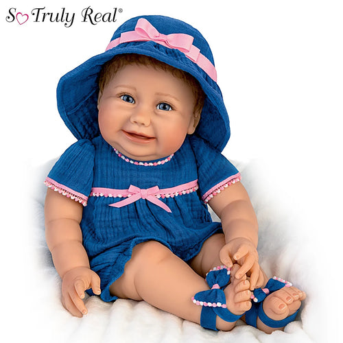 The Ashton-Drake Galleries Summertime Sweetie Poseable Baby Doll is Ready for Your Afternoon Adventures RealTouch Vinyl by Sherry Miller 21-inches - RCE Global Solutions