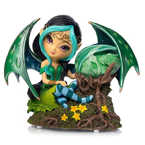 The Hamilton Collection Guardian of the Enchanted Emerald Dragon from Treasures Of The Mystic Dragonlings Fairy Figurine Collection Issue #3 by Jasmine Becket-Griffith 5-inches