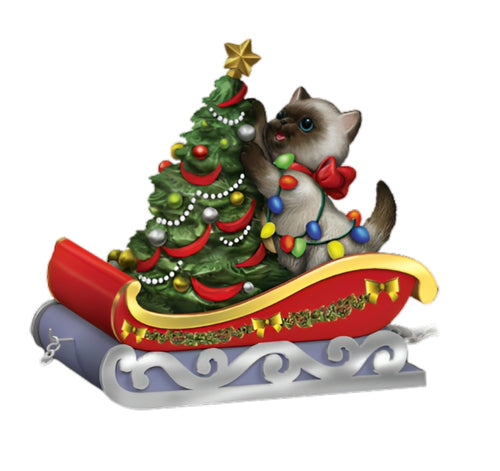 The Bradford Exchange Meowy Christmas Sleigh Train Collection Issue #2 Fur-Estive & Bright Cat Figurine Christmas Decorations by Kayomi Harai 3.25-Inches - RCE Global Solutions