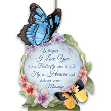 Load image into Gallery viewer, The Bradford Exchange Messenger to Heaven Wind Chime Whisper I Love You to a Butterfly Handcrafted Bereavement Wind Chimes with Unique Hand-Painted Floral Topper Soothing Melodic Sounds and UV-Coated for Outdoor Use by Lena Liu 4.5&quot; W x 18&quot; H - RCE Global Solutions
