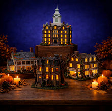 Load image into Gallery viewer, The Bradford Exchange America's Most Haunted Village Collection Issue #4: 'Trans Allegheny Asylum' Hand-Painted Illuminated Sculpture with Detailed Ghoulish Features Halloween Decorations 6.5-Inches

