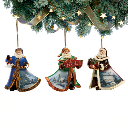 The Ashton-Drake Galleries Victorian Winter Scenes Santas Ornament Collection Issue #25 Painter of Light Artistry Christmas Decoration Set of 3 by Thomas Kinkade 4-inches
