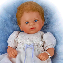 Load image into Gallery viewer, The Ashton-Drake Galleries Child of God Baby Doll RealTouch Vinyl Hand-Rooted Hair White Lace Dress Cross Bracelet Collectible Doll by Master Doll Artist Violet Parker 17 -inches
