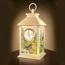 Load image into Gallery viewer, The Bradford Exchange Messenger From Heaven Illuminated Lantern Clock LED Lantern with Roman Numerals Gold Scrolls and Heart Motifs Handcrafted Memorial Tribute Artwork by Adrian Rigby 12-inches
